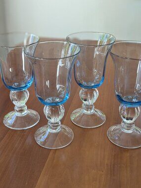 Vintage Lenox Set Of 4 Lenox Colored Ice Blue Provincial Water Goblets 7.25"